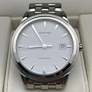 Longines Mens Swiss quartz white dial